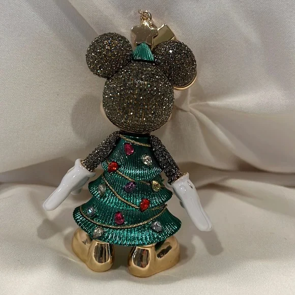 DISNEY X BAUBLEBAR Mickey Mouse Christmas Tree Crystal Bag Charm NWT Keychain - Picture 6 of 10